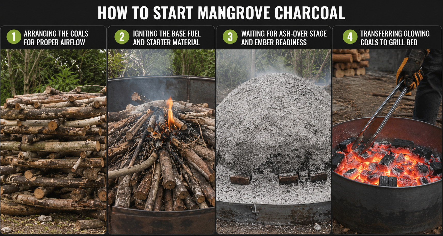 how to light mangrove charcoal step