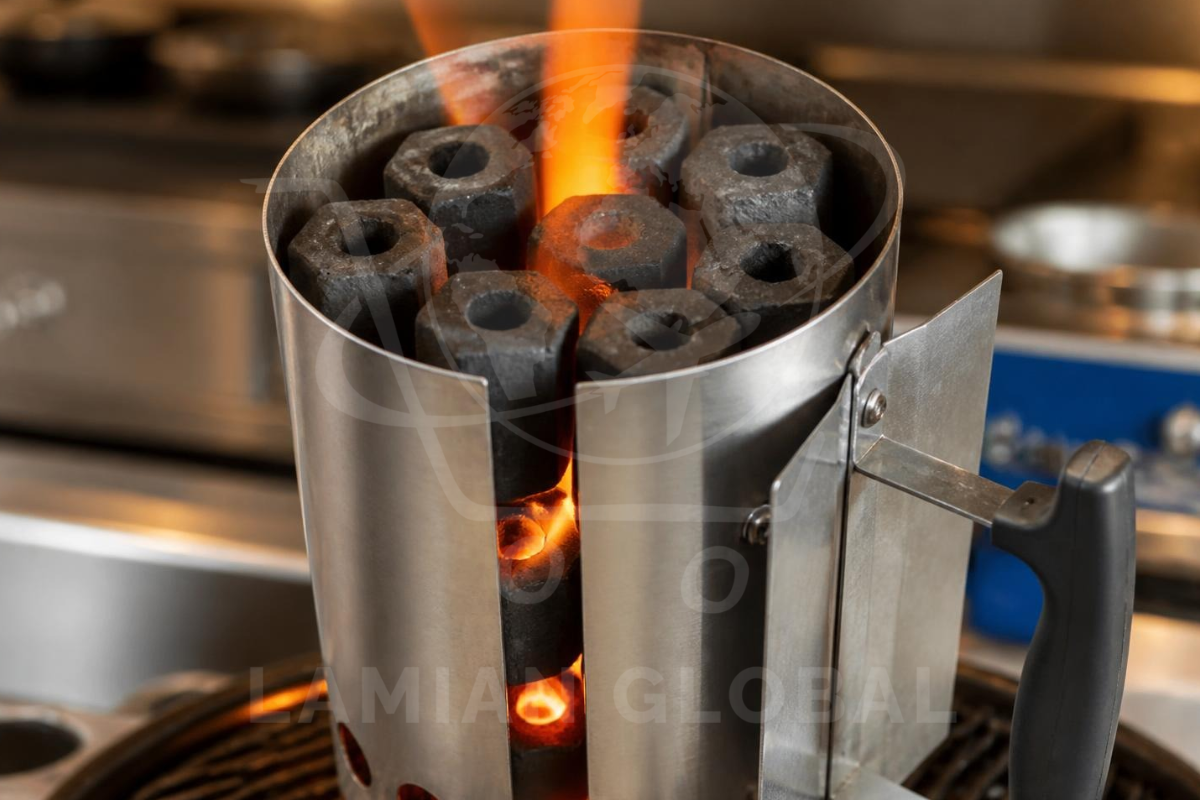How to light sawdust charcoal fast using a chimney starter for commercial grilling