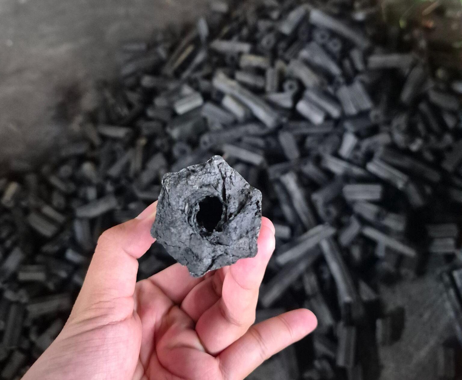 Standard sawdust charcoal hexagonal briquettes also known as Ogatan style