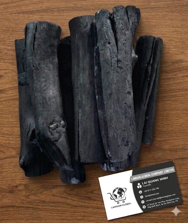 Mangrove charcoal is produced from dense mangrove wood harvested in Southern Vietnam