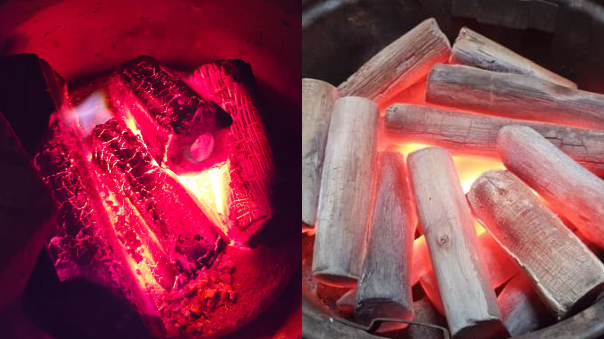 White Charcoal vs Black Charcoal: Why Is Binchotan Superior? 4 Binchotan charcoal burning cleanly with stable infrared heat and almost no smoke